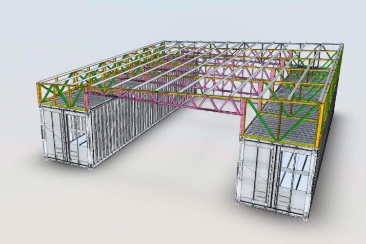 Light gauge steel frame for site machinery shed