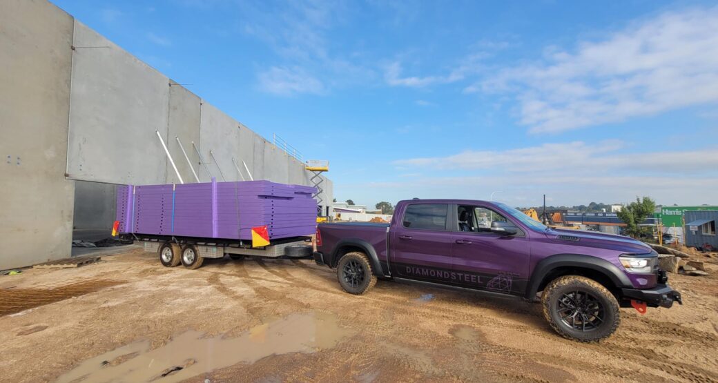 Delivering light gauge steel frames to warehouse site